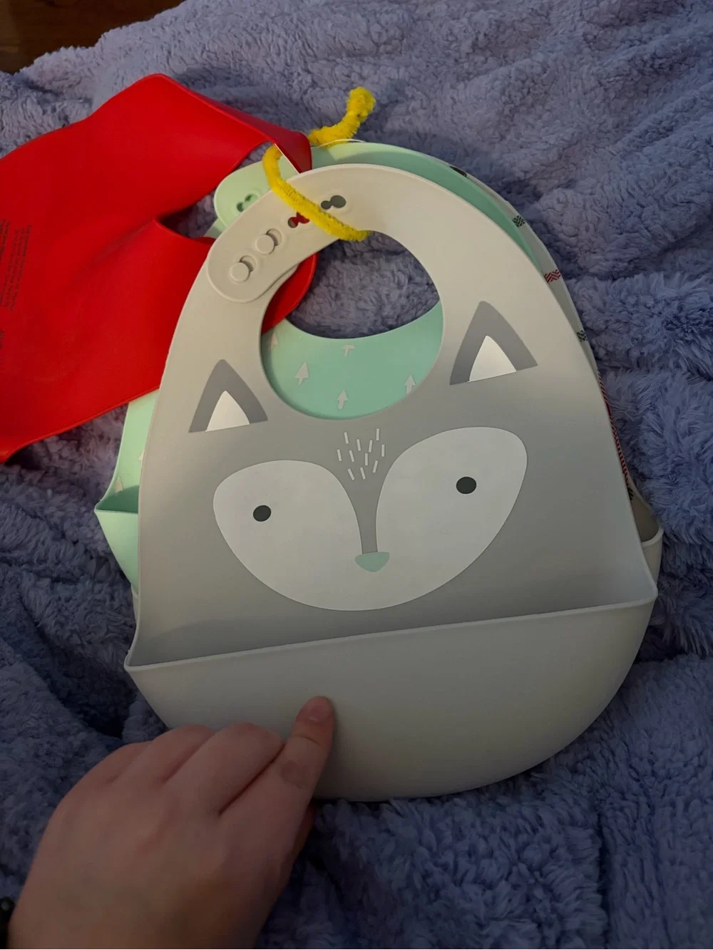 Silicone Kids Bibs Set in Mint, Red, and Light Gray - Target